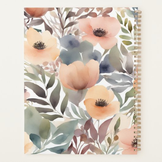 Modern Watercolor Floral Planer (Rückseite)