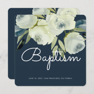Modern Watercolor Floral Taufe Einladung