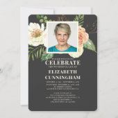 Modern Watercolor Florals Foto Memorial Einladung (Vorderseite)