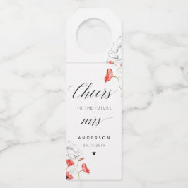 Modern Watercolor Flowers Bridal Shower Flaschenanhänger