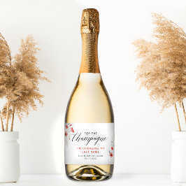 Modern Watercolor Flowers Bridal Shower Schaumweinetikett