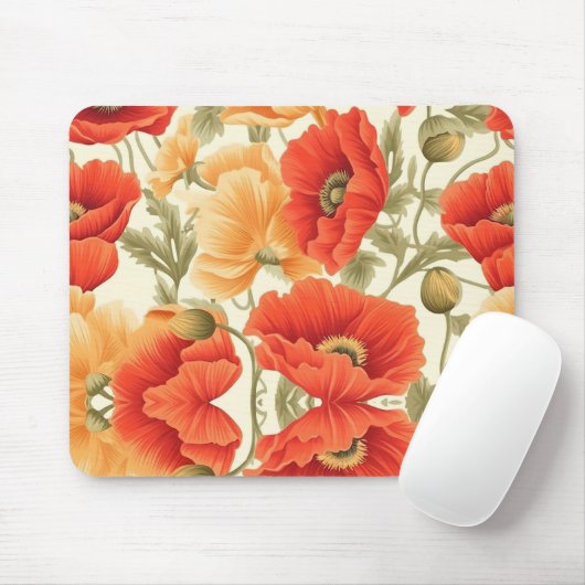 Modern Watercolor Flowers Mousepad (Mit Mouse)