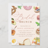 Modern Watercolor Food Script Brautparty Brunch Einladung (Vorderseite)