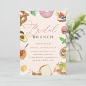 Modern Watercolor Food Script Brautparty Brunch Einladung (Stehend Vorderseite)