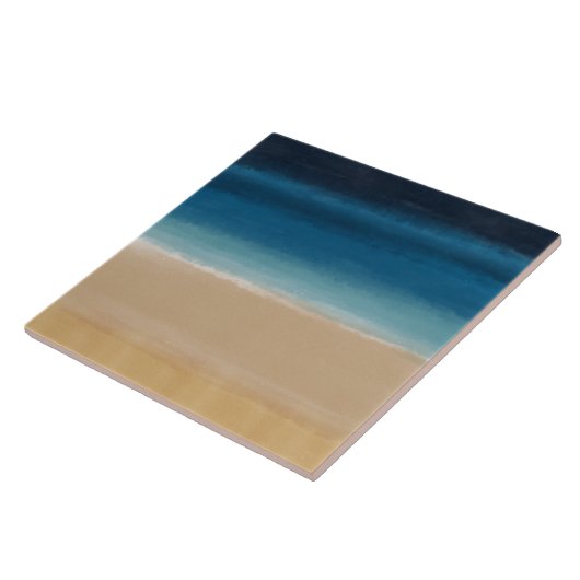Modern Watercolor Gold Blue Beach Fliese (Seite)