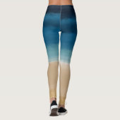 Modern Watercolor Gold Blue Beach Leggings (Rückseite)