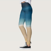 Modern Watercolor Gold Blue Beach Leggings (Links)