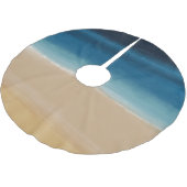 Modern Watercolor Gold Blue Beach Polyester Weihnachtsbaumdecke (Schrägansicht)