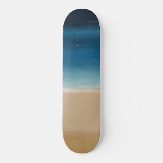 Modern Watercolor Gold Blue Beach Skateboard (Vorderseite)