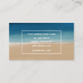 Modern Watercolor Gold Blue Beach Visitenkarte (Rückseite)