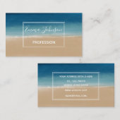 Modern Watercolor Gold Blue Beach Visitenkarte (Vorne/Hinten)