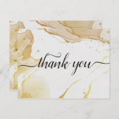 Modern Watercolor Gold Danke Postcard Postkarte (Vorne/Hinten)