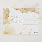 Modern Watercolor Gold Danke Postcard Postkarte (Rückseite)