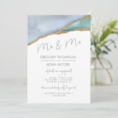 Modern Watercolor Gold Glitzer Verlobung Einladung (Stehend Vorderseite)