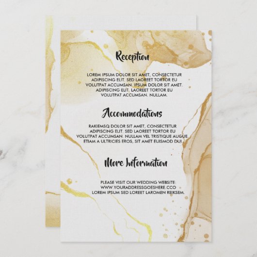 Modern Watercolor Gold Hochzeitsprogramm Einladung (Vorne/Hinten)
