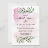 Modern Watercolor Gold in Pink Eukalyptus Greenery Einladung (Vorderseite)