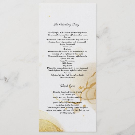 Modern Watercolor Gold Programm (Rückseite)