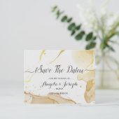 Modern Watercolor Gold Save the Date Postkarte (Stehend Vorderseite)