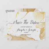 Modern Watercolor Gold Save the Date Postkarte (Vorne/Hinten)