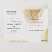 Modern Watercolor Gold Save the Date Postkarte (Rückseite)