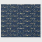 Modern Watercolor Golden Christmas Holly Geschenkpapier (Flach)