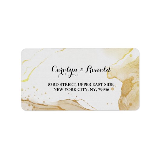 Modern Watercolor GoldLabel Adressaufkleber (Vorne)