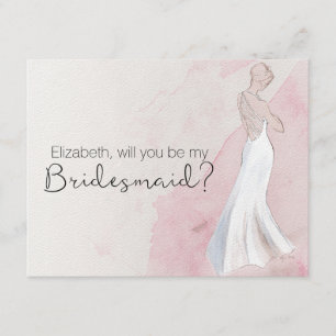 Modern Watercolor Gown "Werden Sie meine Braut sei Einladung