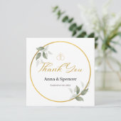 Modern Watercolor Green Danke Gastgeschenk Hochzei Einladung (Stehend Vorderseite)