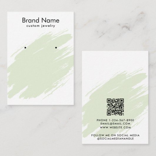 Modern Watercolor Green Jewelry Display Card Visitenkarte (Vorne/Hinten)