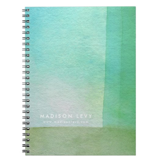 Modern Watercolor Green Lines Designer Spiralnote Notizblock (Vorderseite)