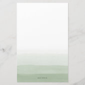 Modern Watercolor Green Ombre Personalisiert Briefpapier (Rückseite)