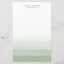 Modern Watercolor Green Ombre Personalisiert Briefpapier