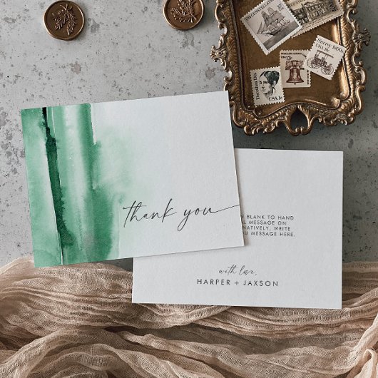 Modern Watercolor Green Thank | You Card Dankeskarte