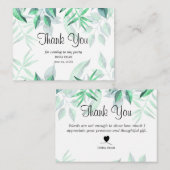 Modern Watercolor Greenery Danke Bridal Card Visitenkarte (Vorne/Hinten)