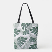 Modern Watercolor Grüne Monstera Blätter Muster Tasche (Rückseite)