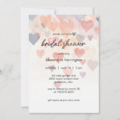 Modern Watercolor Hearts Bridal Shower Einladung (Vorderseite)
