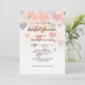 Modern Watercolor Hearts Bridal Shower Einladung (Stehend Vorderseite)