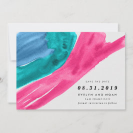Modern Watercolor Hot Pink Save the Date