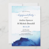 Modern Watercolor Indigo Blue Engagement Party Einladung (Vorderseite)
