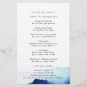 Modern Watercolor Indigo Blue Wedding Program (Rückseite)
