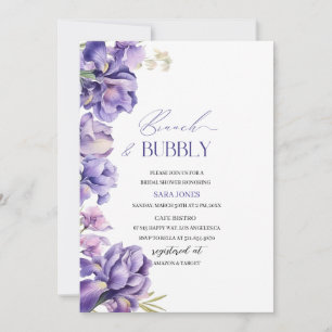 Modern Watercolor Iris Lilac Brautparty Brunch Einladung