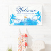 Modern Watercolor Island Beach Palms Willkommen Banner (Insitu)