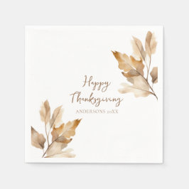 Modern Watercolor Leaf Thanksgiving Serviette