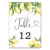 Modern Watercolor Lemon Brautparty Table Card Tischnummer (Vorderseite)