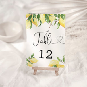 Modern Watercolor Lemon Brautparty Table Card Tischnummer