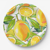 Modern Watercolor Lemon Garden gelb Pappteller (Vorderseite)