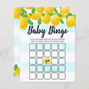 Modern Watercolor Lemon Tree Baby Dusche Bingo
