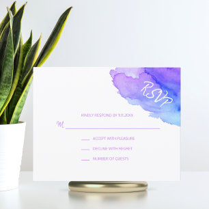 Modern Watercolor Lila Blue UAWG Insert Cards RSVP Karte