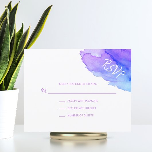 Modern Watercolor Lila Blue UAWG Insert Cards RSVP Karte