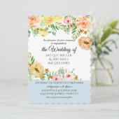 Modern Watercolor Lounge Gelber Pfirsich Blüte Flo Einladung (Stehend Vorderseite)